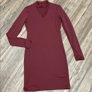 Form fitting burgundy dress